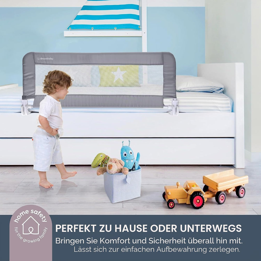 Dreambaby G7760 Prag Kleinkinder Bettgitter – Faltbar &amp; Tragbar – Geeignet für Flach- &amp; Lattenrostbe