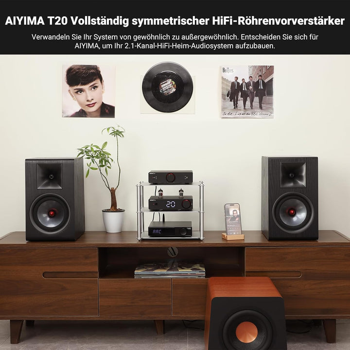 AIYIMA T20 Balanced Tube Vorverstärker LME49720 für HiFi-Heim-Audio Mini-Vakuumröhren-Vorverstärker