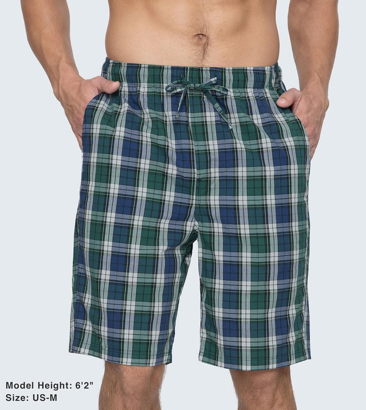 LAPASA Herren Pyjama Shorts mit Taschen, 2er Pack Pyjamahose Schlafshorts Baumwolle kurze Schlafanzu