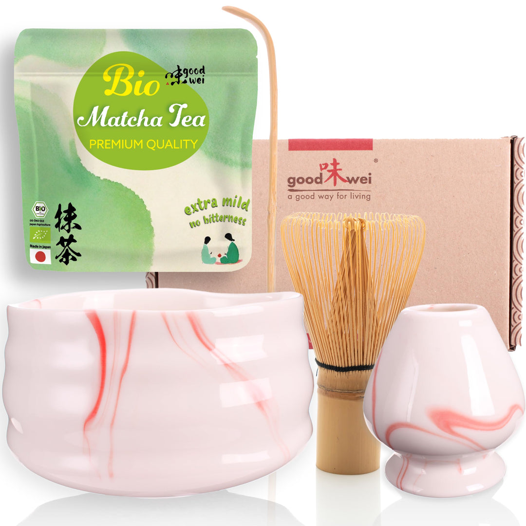 Goodwei BIO Matcha aus Japan im Matcha-Set komplett mit hochwertiger Matcha Schale aus Keramik, Matc