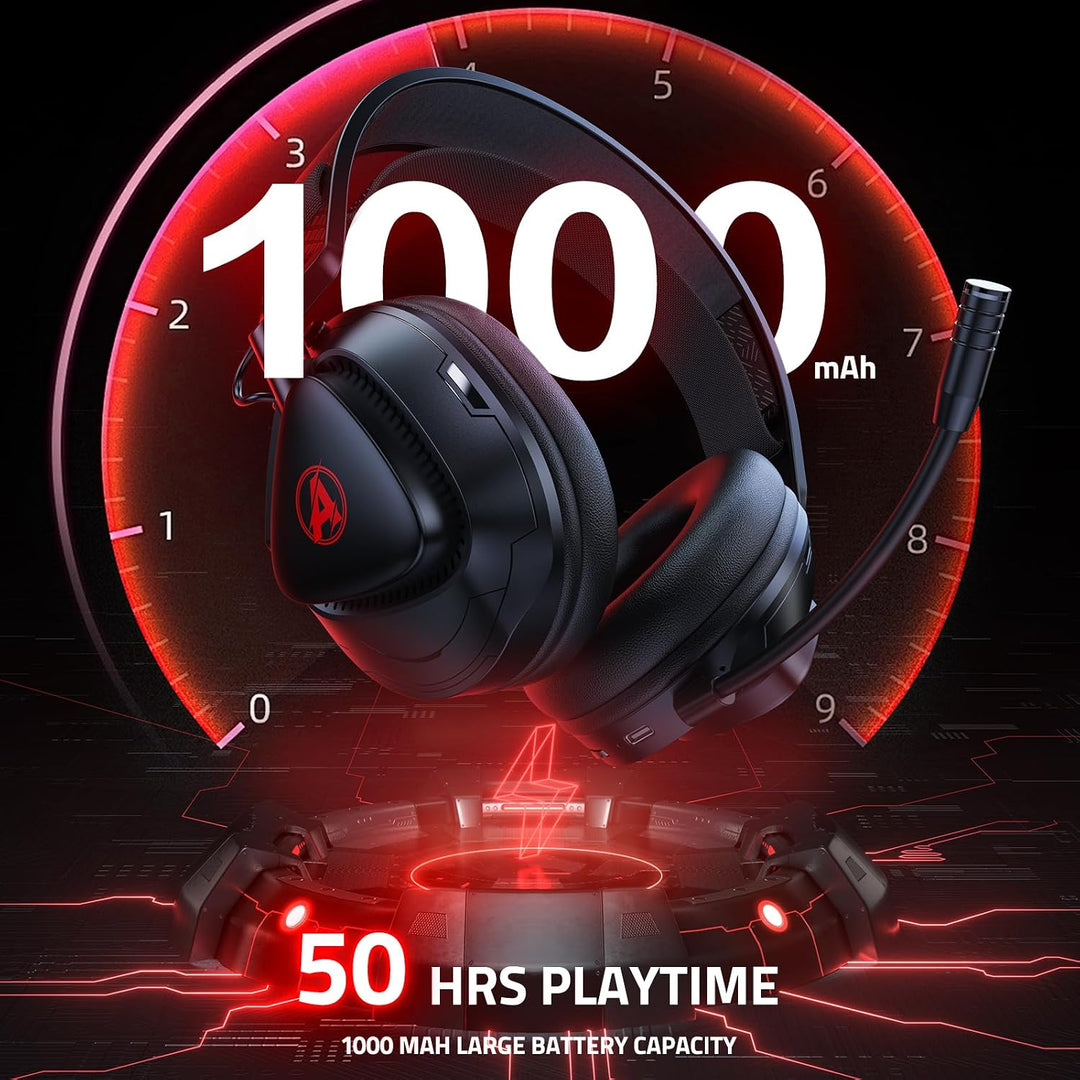 Awinnasey PH3 Kabelloses Gaming Headset für PS5, PS4, PC | Bluetooth-Kopfhörer mit 50 Stunden Akku,
