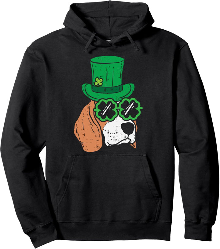 Leprechaun Beagle Shamrock Glasses St Patricks Day Dog Gift Pullover Hoodie
