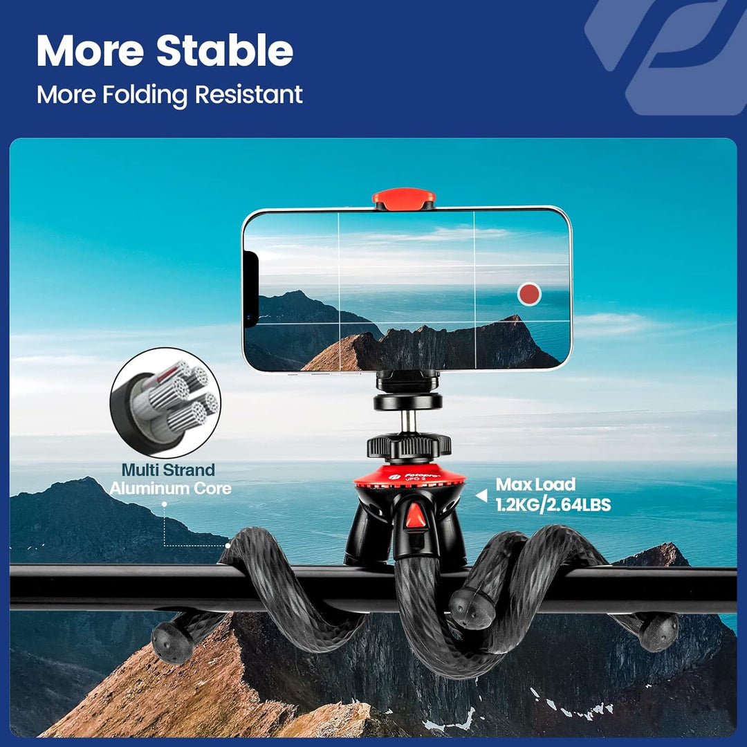 Fotopro Flexible Handy Stativ mit Fernbedienung, Desktop Stativ für Smartphone, Mini Kamera Stativ f