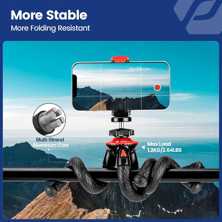Fotopro Flexible Handy Stativ mit Fernbedienung, Desktop Stativ für Smartphone, Mini Kamera Stativ f