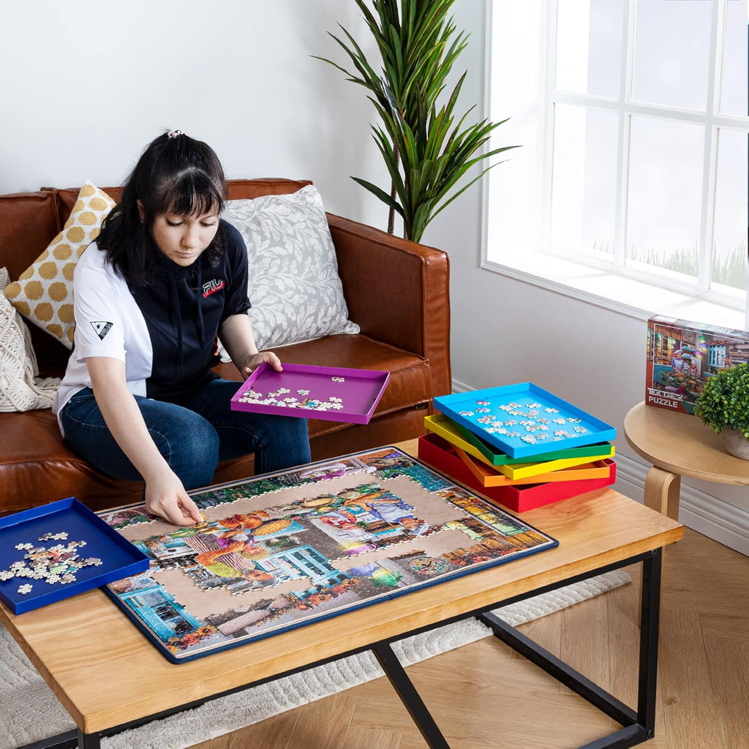 Tektalk Puzzle Board, tragbare Puzzlematte mit staubdichter Abdeckung zur Aufbewahrung von Puzzles,