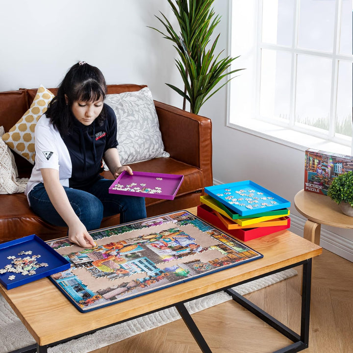 Tektalk Puzzle Board, tragbare Puzzlematte mit staubdichter Abdeckung zur Aufbewahrung von Puzzles,