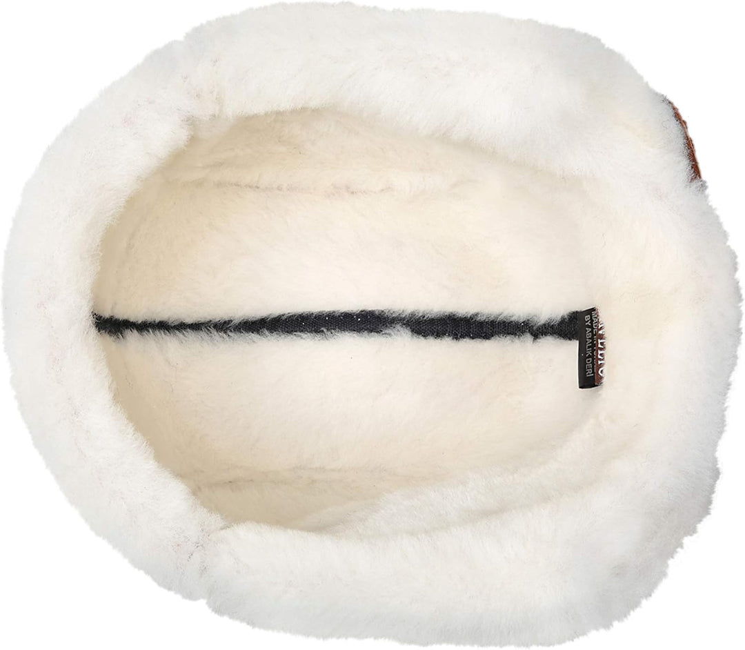 Unisex Fliegermütze aus Schafsleder, Russische Ushanka Trapper Winterfellmütze L cognac, L cognac