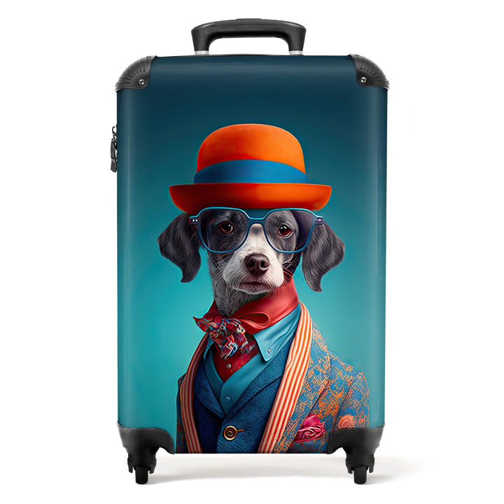 NoBoringSuitcases.com® Koffer Handgepäck Trolley Rollkoffer Kleine Reisekoffer mit 4 Rollen - Hund -