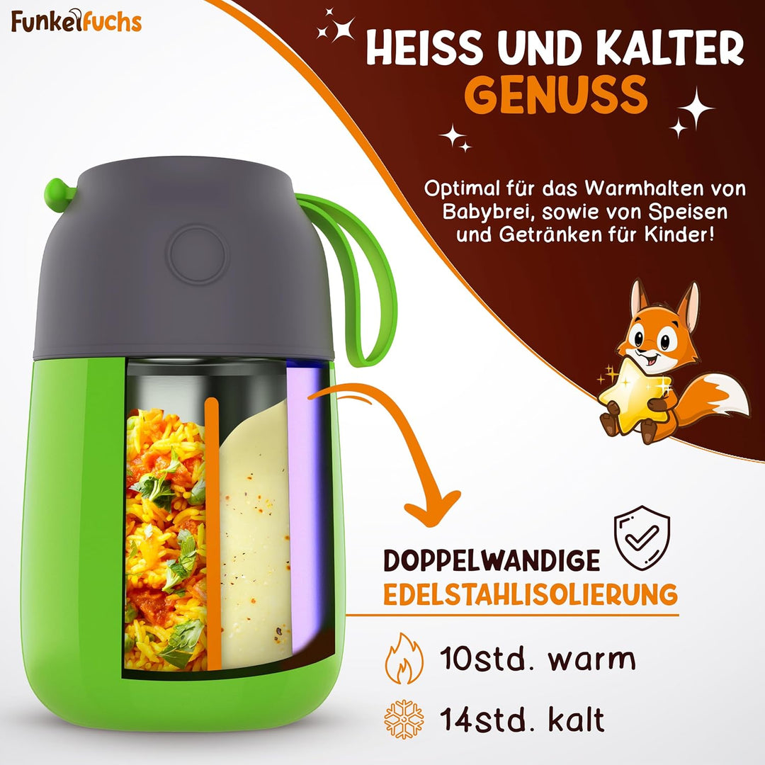Thermobehälter für Essen Kinder – 500ml – 100% auslaufsicher - Warmhaltebehälter Essen Edelstahl – T
