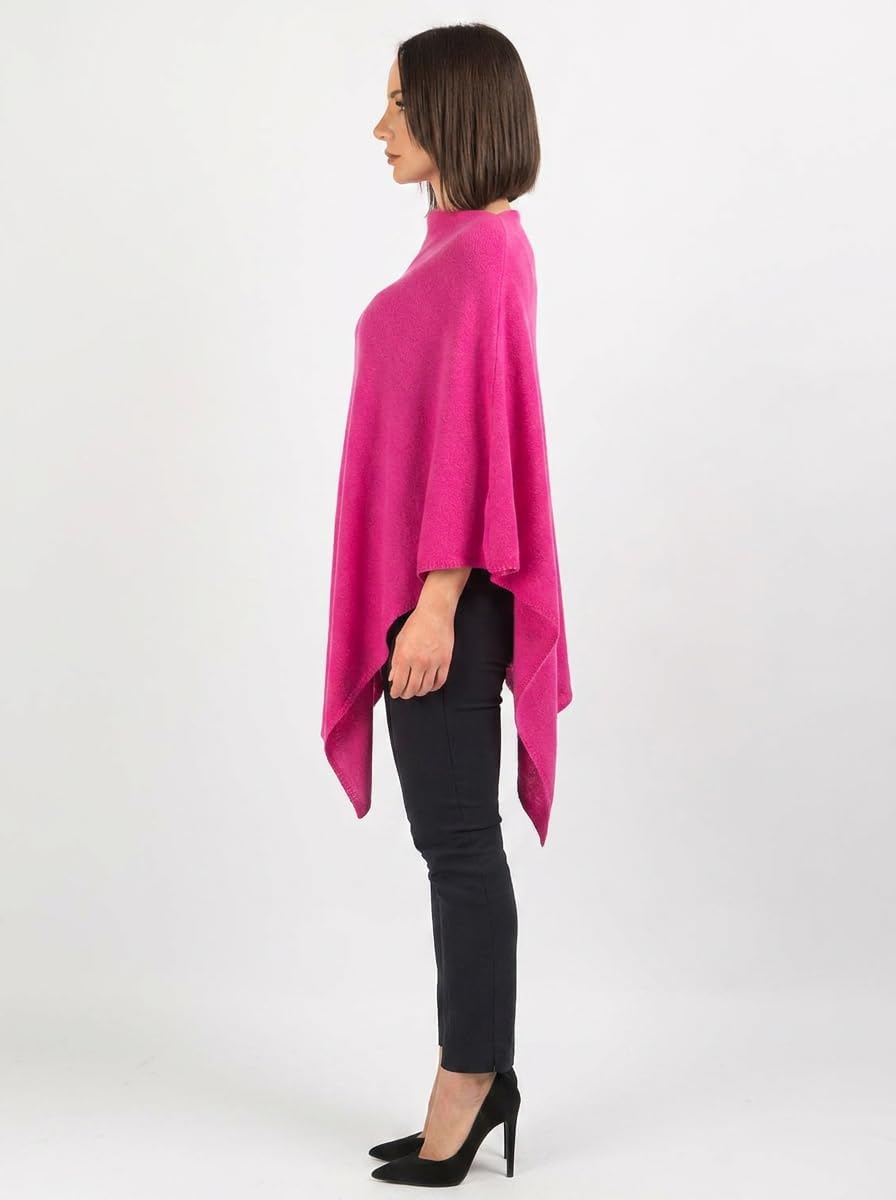 Dalle Piane Cashmere - Poncho aus 100% Kaschmir - Made in Italy - für Frau Einheitsgrösse Fuxia, Ein