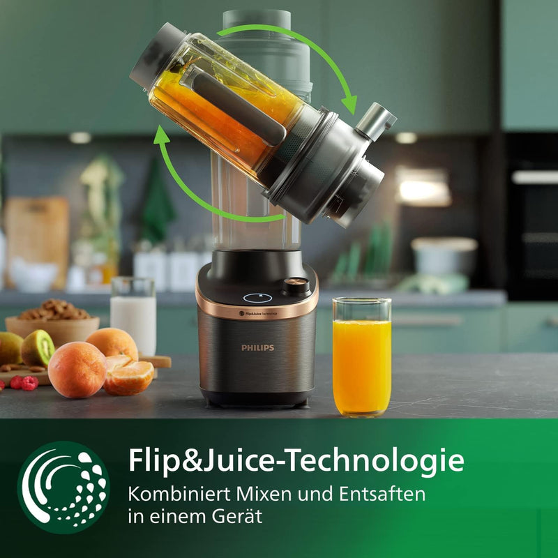 Philips Flip&Juice Hochleistungsmixer der 7000 Serie mit Entsaftermodul, Flip&Juice-Technologie, Pro