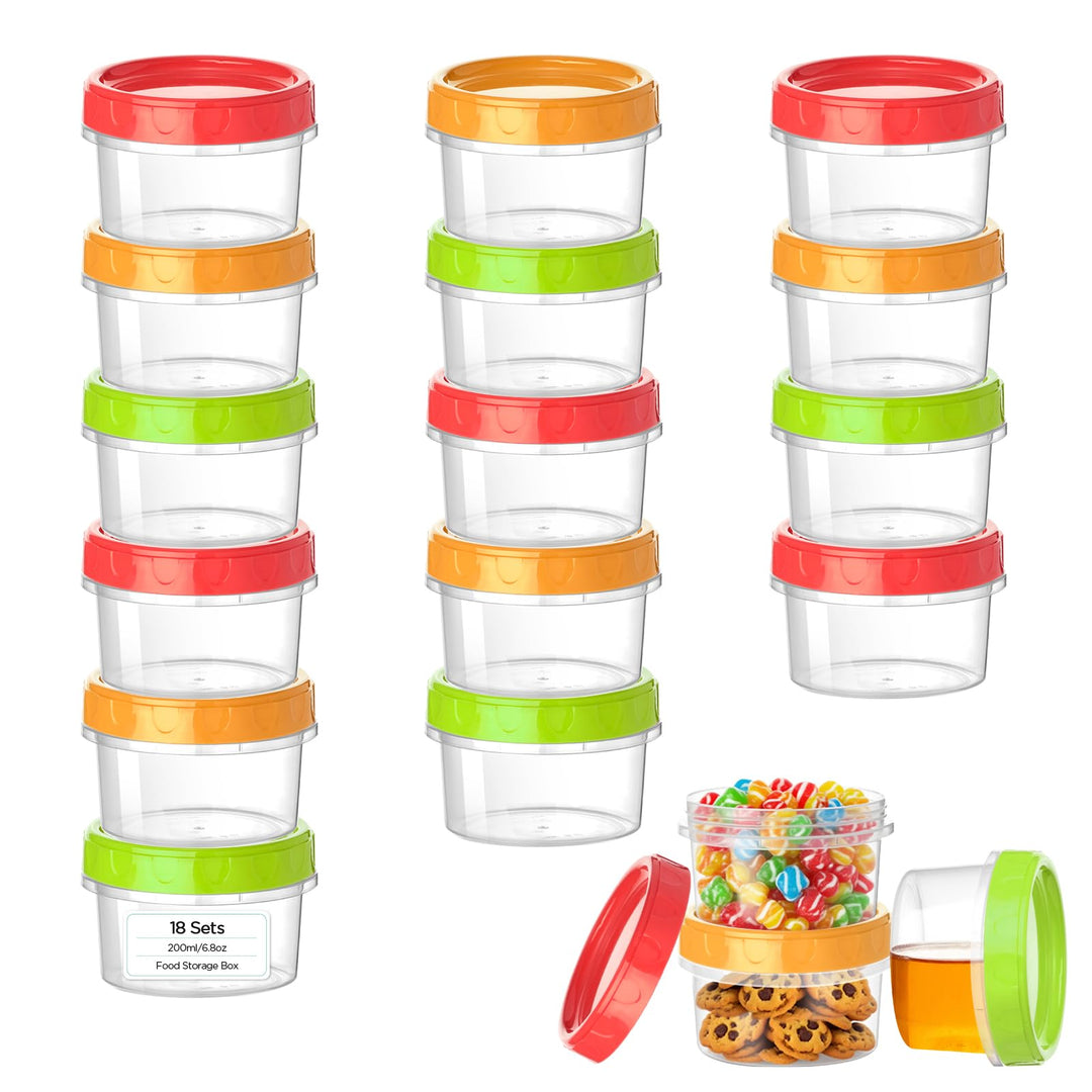 VINATO 18Pcs Frischhaltedosen Mit Deckel, 200ml Kleine Dosen Mit Deckel Plastik, Wiederverwendbare L