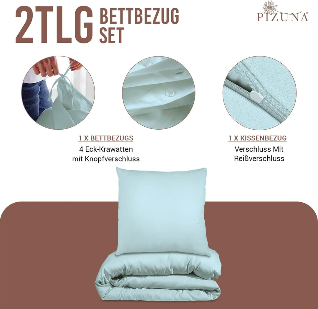 Pizuna 400 Fadenzahl aus Baumwolle Bettwäsche Baby Blau, 100% Langstaple Baumwolle Bettbezug und Kis
