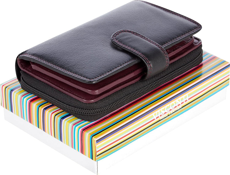 VISCONTI ® Leder Portemonnaie Damen RFID Schutz Geldbeutel Damen Geldbörse Bifold Mehrfarbig Portmon