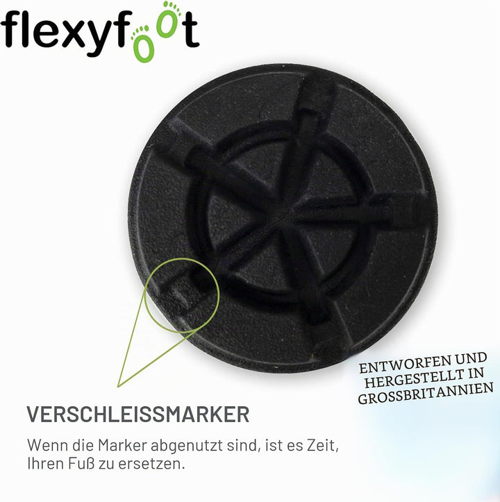 Flexyfoot Stossdämpfende Krückenspitze – 19mm – Schwarz | verbessert den Halt, verbessert die Sicher