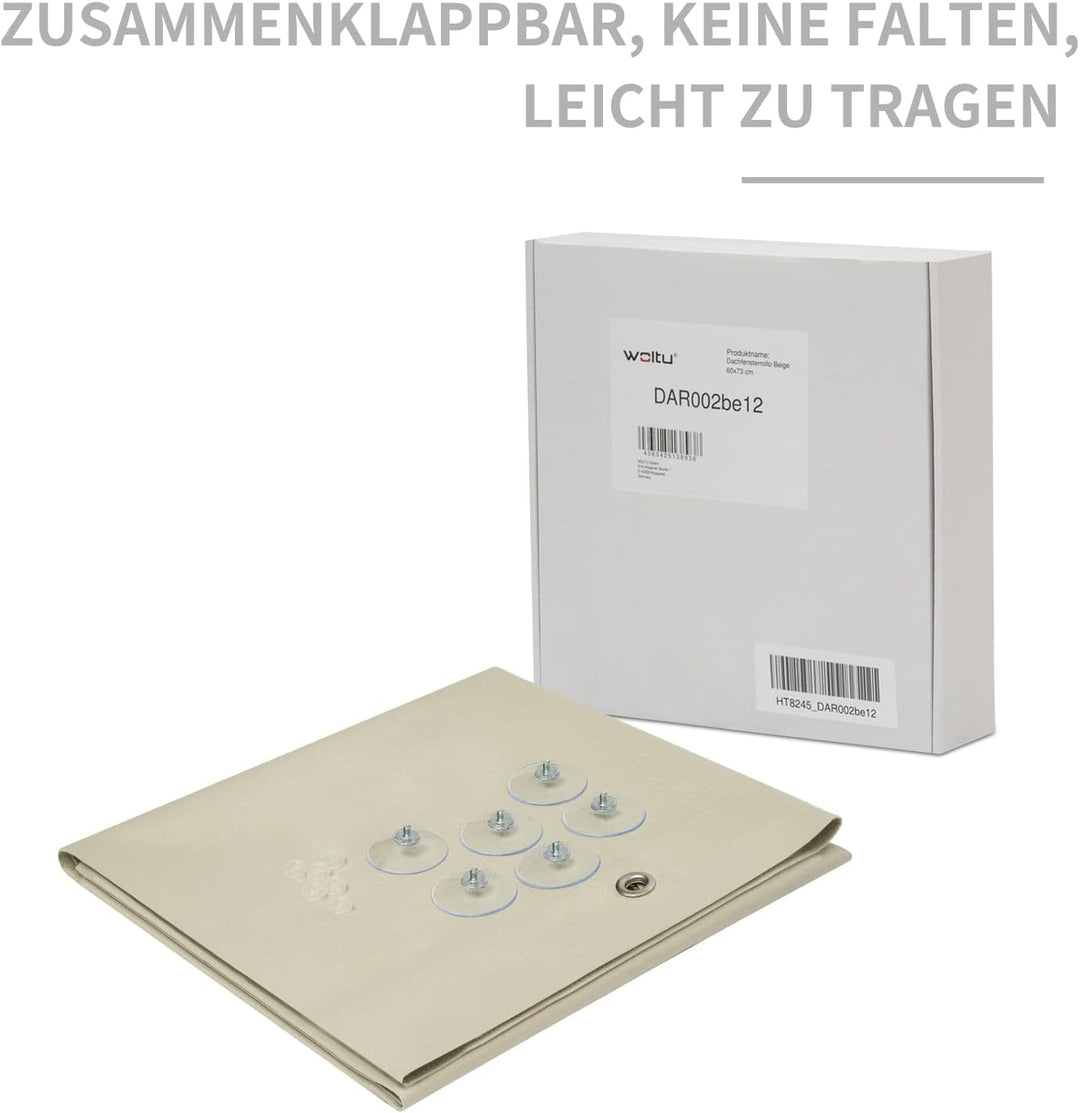 WOLTU Thermo Dachfenster Rollo ohne Bohren Sonnenschutz Verdunkelungsrollo mit Saugnäpfen, Thermorol