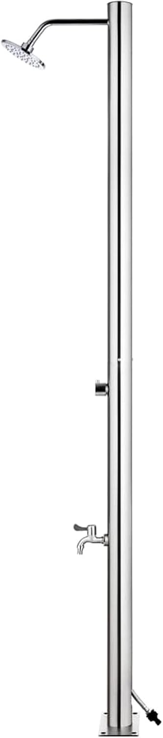 Gartendusche mit Grauer Bodenplatte, Outdoor Shower, Garten Dusche, Aussendusche Garten, Duschkopf F