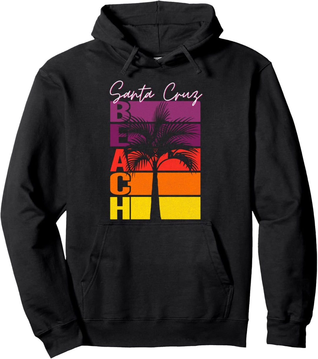 Kalifornien Urlaub Strand Vintage Retro-Sonnenuntergang Palm Pullover Hoodie
