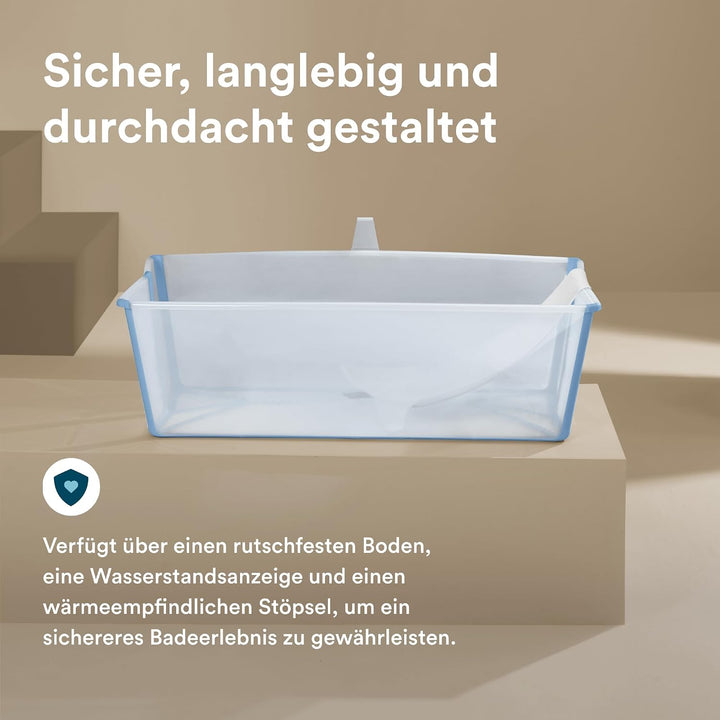 Stokke Flexi Bath X-Large (Ocean Blue) mit Ständer für Neugeborene, langlebig &amp; einfach zu verstauen