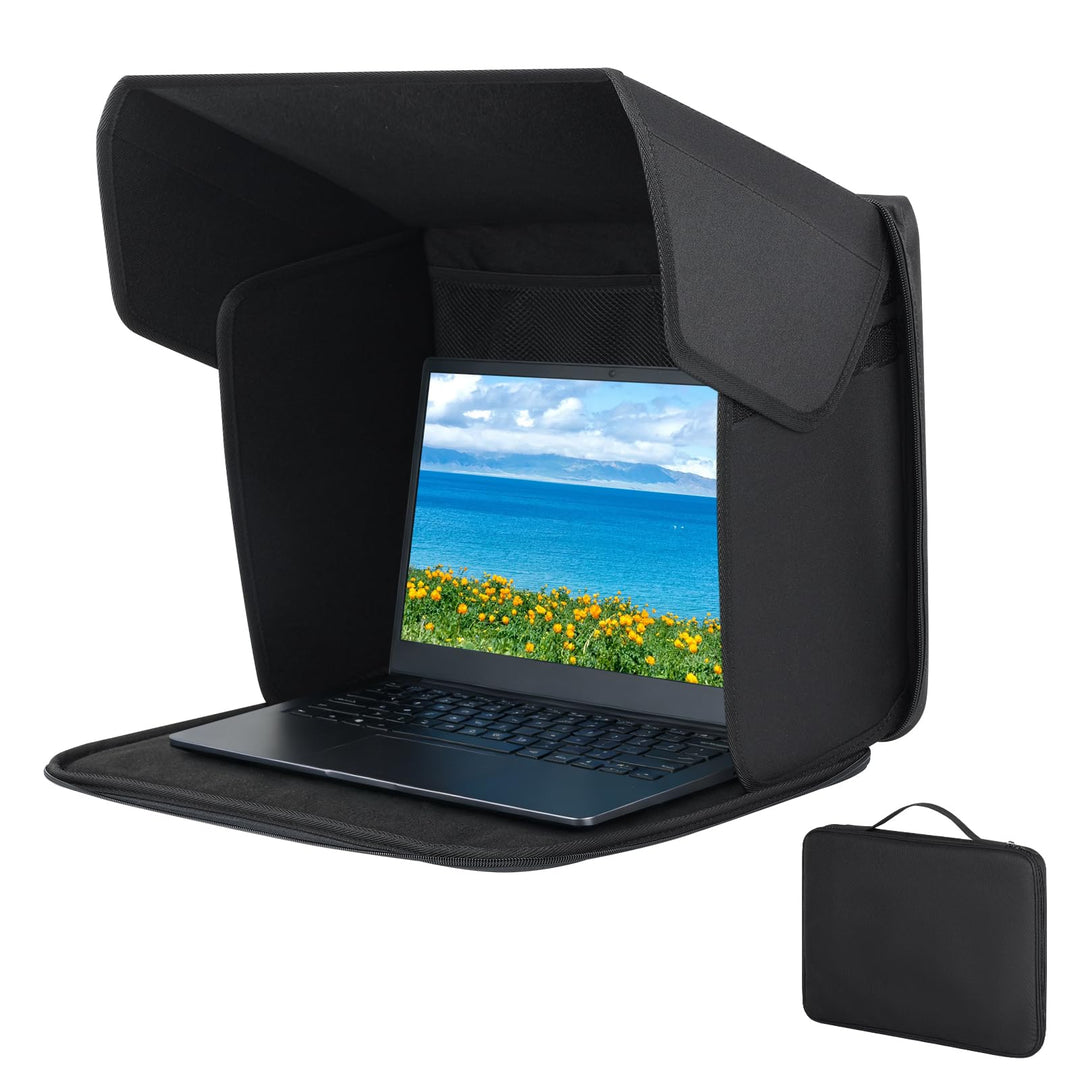 CISSIYOG Universal Laptop Sonnenschutz, Klappbare 2-in-1 Laptoptasche, Bildschirm Sonnenblende & Sic