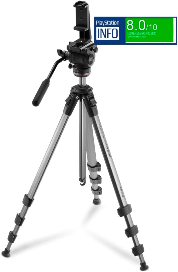 Hama Videostativ mit Fluidkopf (Kamera Stativ für Video, DLSR und Smartphone, Tripod, Dreibeinstativ