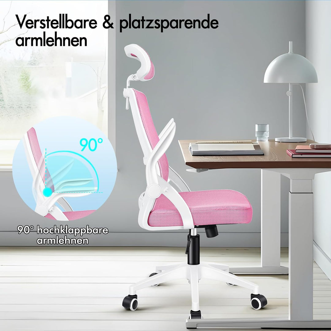 ALFORDSON Bürostuhl, Sessel mit Kopfstütze, Computer-Schreibtischstuhl mit Lordosenstütze, Drehstuhl