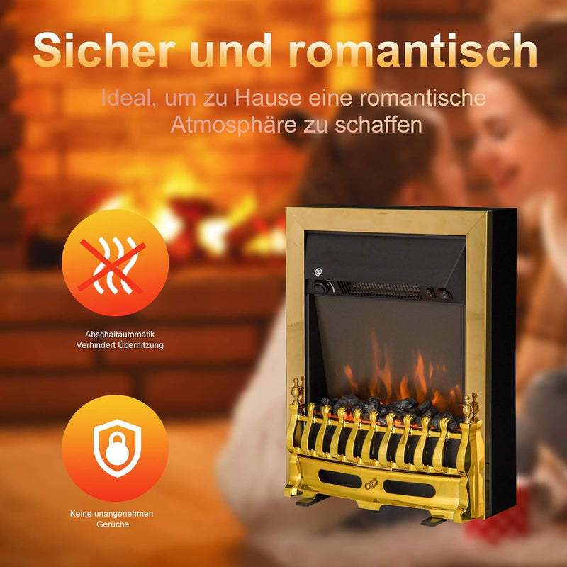 HOMCOM Elektrokamin Kamin Kaminofen Elektrischer Wandkamin Flammeneffekt 1000/2000W 48,2 x 18,5 x 59