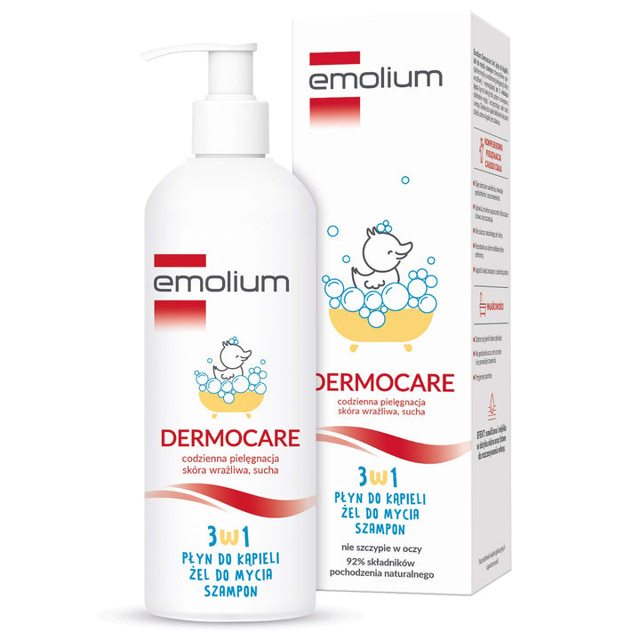 Emolium Dermocare 3in1 - Gluehflüssigkeit, Waschgel, Shampoo - 400ml