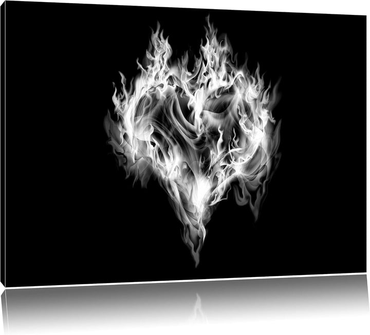 Pixxprint Dark Herz aus Feuer und Wasser / 100x70cm Leinwandbild bespannt auf Holzrahmen/Wandbild Ku