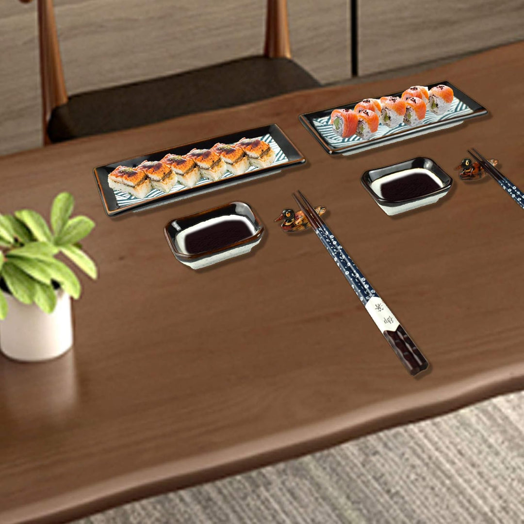 Artcome 8 Stück Japanisches Keramik Sushi Platte Geschirr Set für Hochzeit Housewarming - 2 Sushi Pl