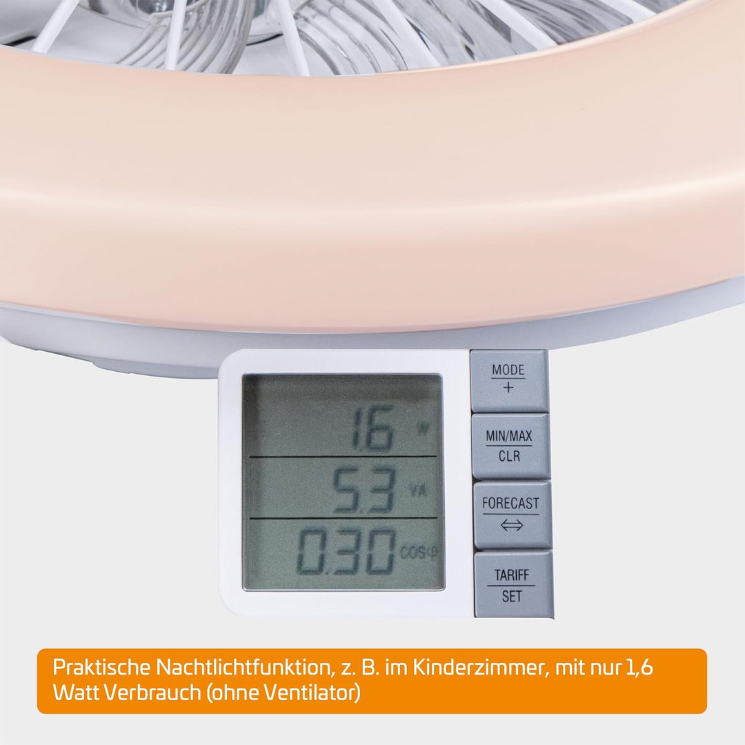 Proventa Deckenventilator mit Beleuchtung 45W - Ø 48cm, dimmbare LED Deckenleuchte mit Ventilator, w