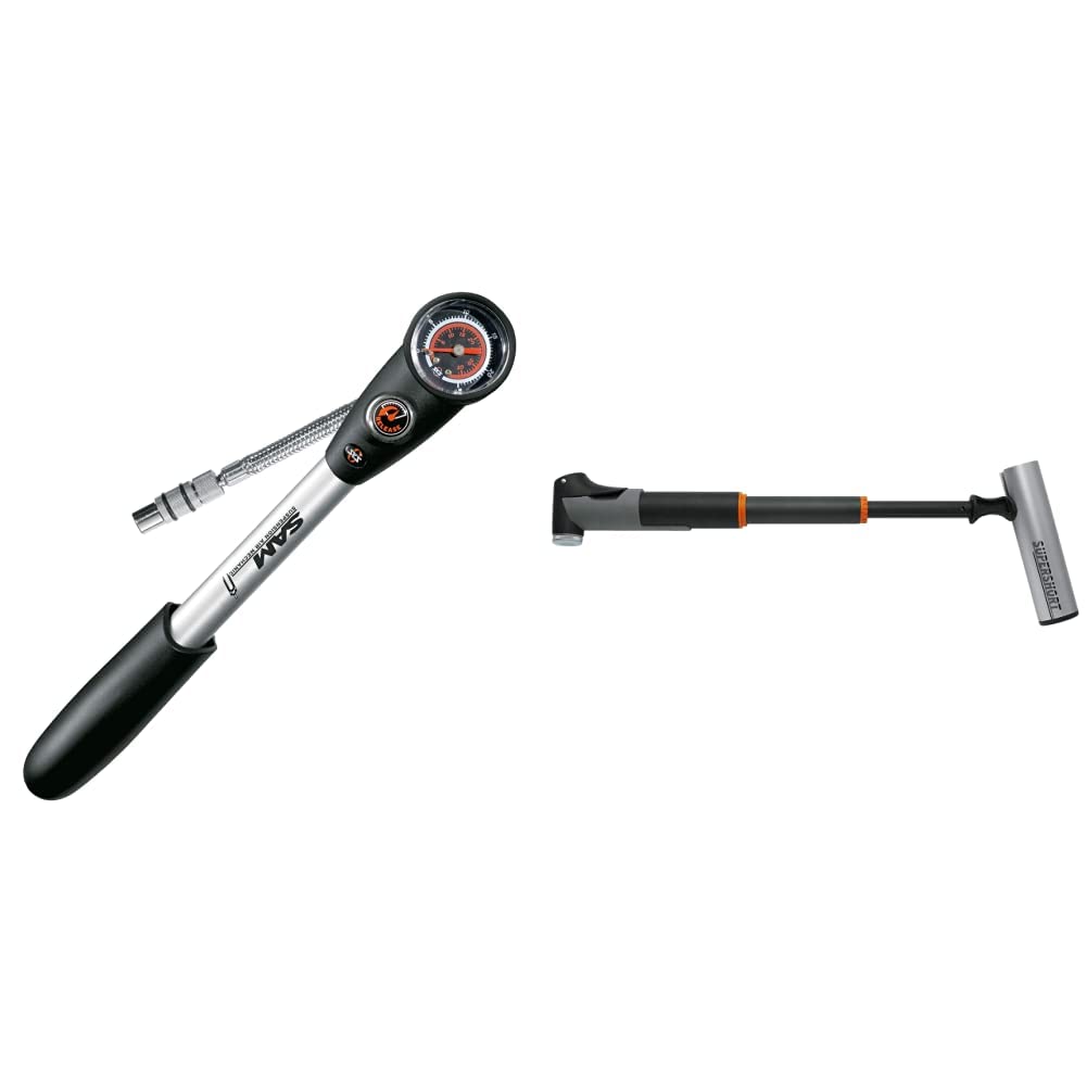 SKS GERMANY SAM Dämpferpumpe (Luftpumpe für AV-Ventile, Präzisionsmanometer, schwenkbarer Schlauchan