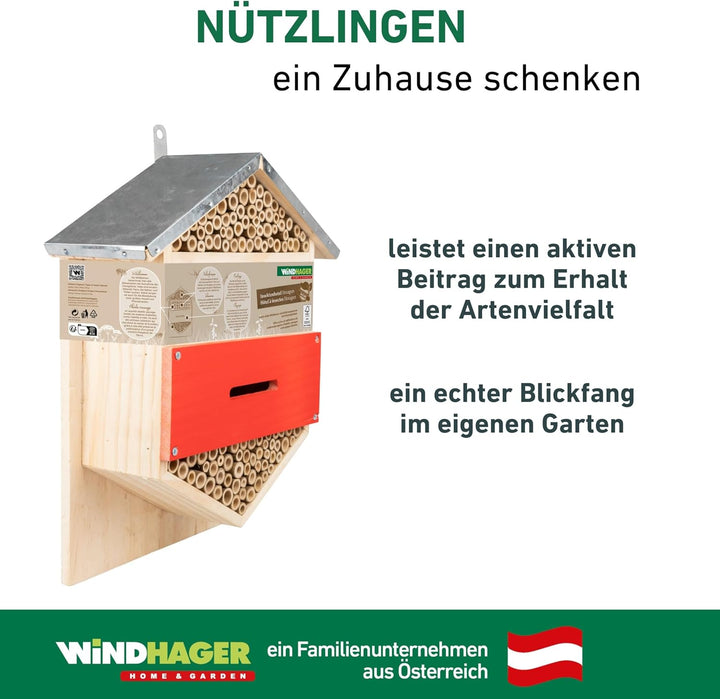 Windhager Insektenhotel Hexagon - Nistkasten, Bienenhotel, Bienenhaus - Insektenhaus aus Holz für Bi