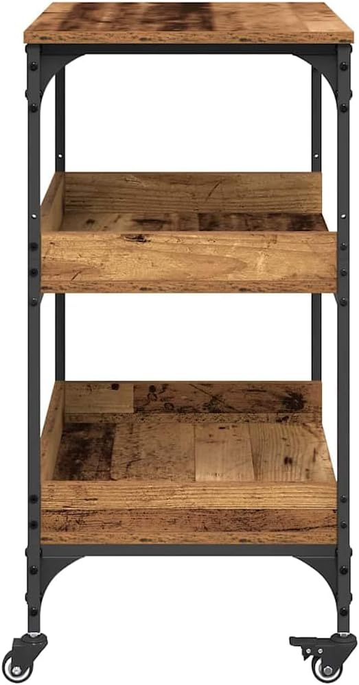 vidaXL Küchentrolley Altholz 60 x 41 x 80.5 cm Holzwerkstoff, Mobiler Küchenwagen, rechteckig, langl