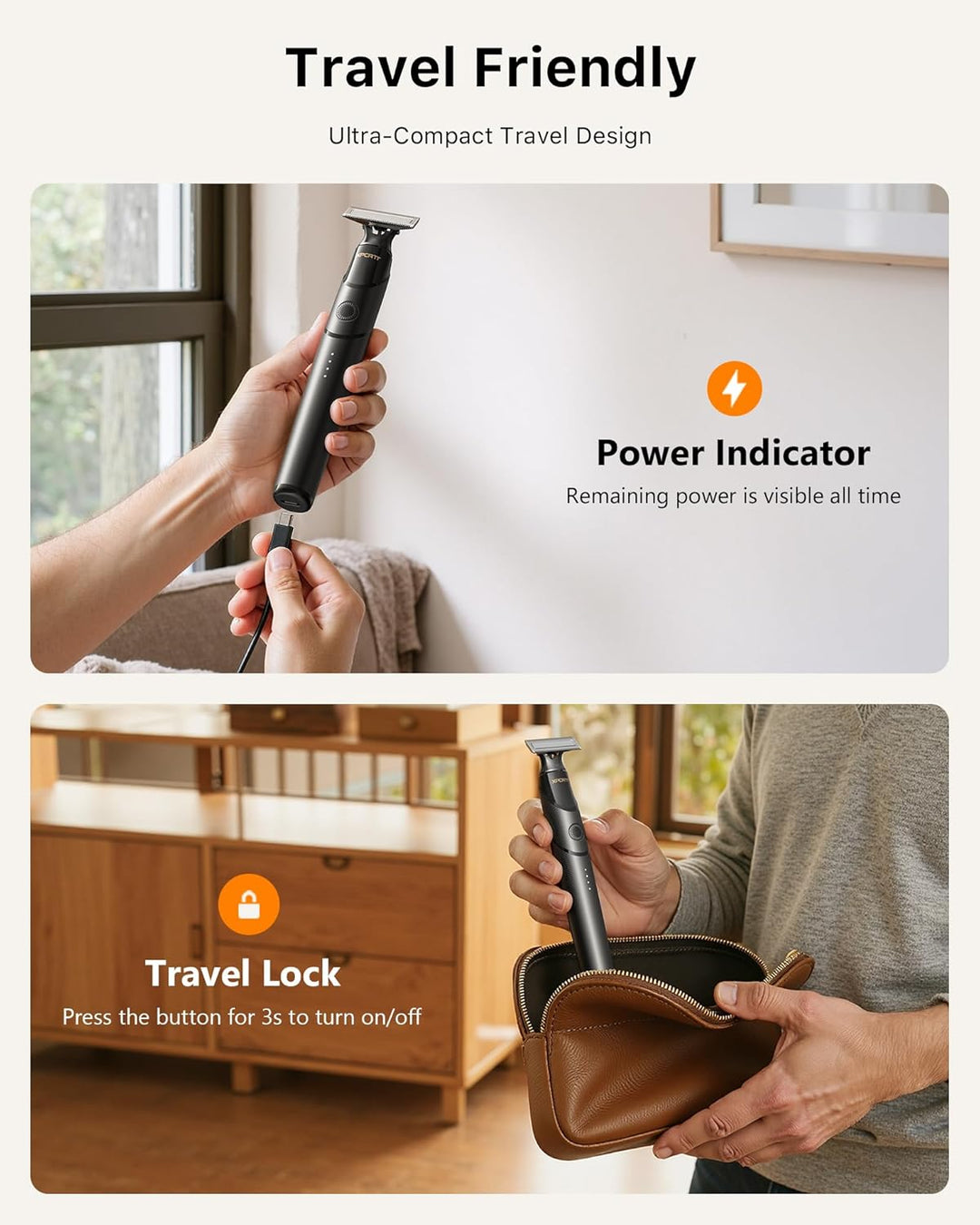 2025 Upgrade Elektrischer Barttrimmer & Rasierer [Schmerzfrei & Sanft] USB-C Schnellladung, Tragbare