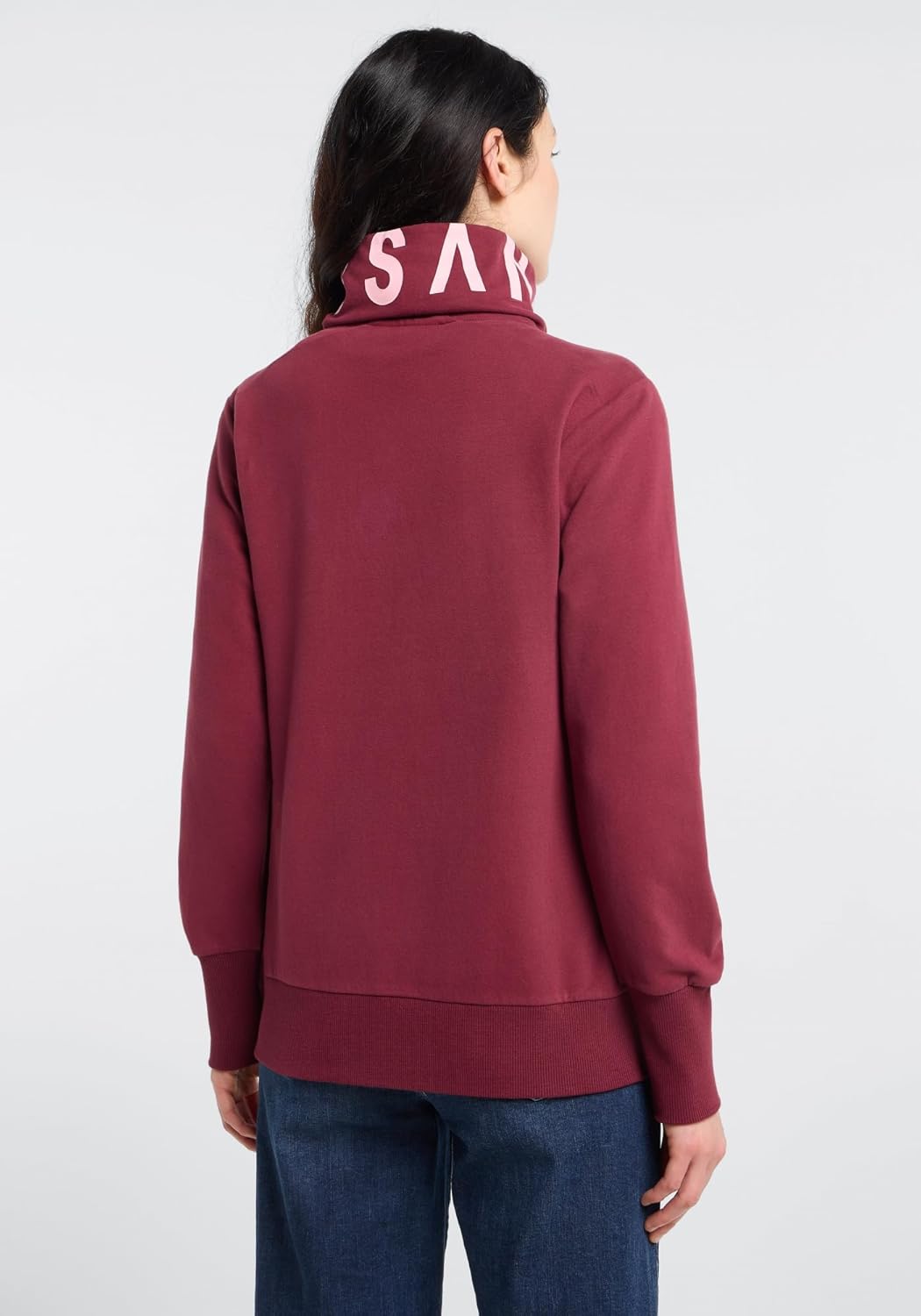Elbsand Alvis Damen Sweatjacke mit hohem Kragen, Zip-Jacke, Reissverschluss, Regular Fit M Ruby, M R