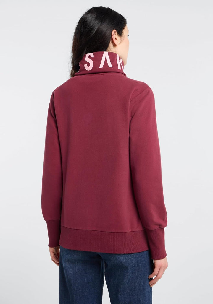 Elbsand Alvis Damen Sweatjacke mit hohem Kragen, Zip-Jacke, Reissverschluss, Regular Fit M Ruby, M R