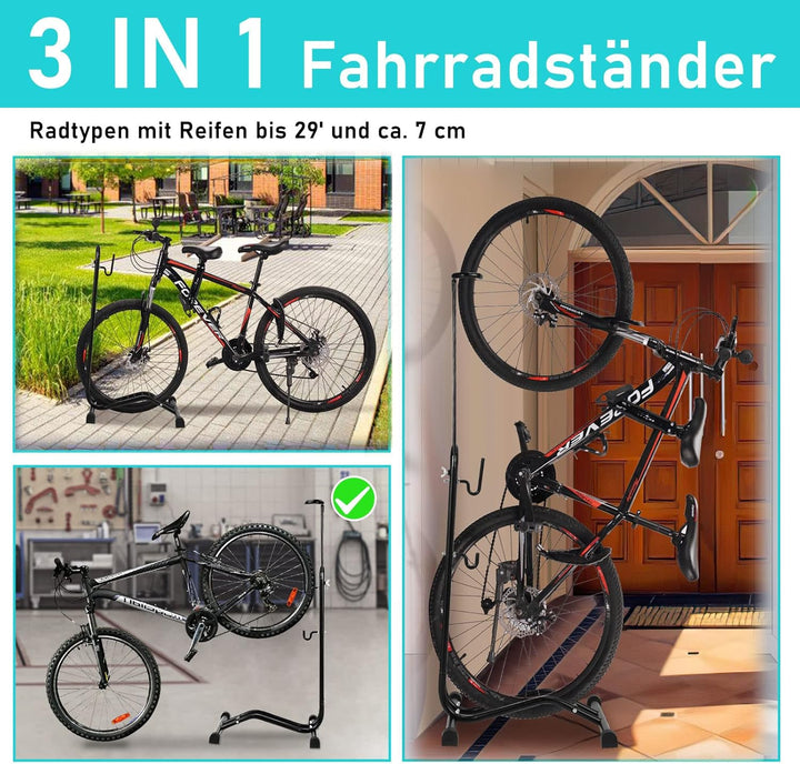 Gimisgu 3 Stück 3 in 1 Fahrradständer Boden, Fahrradhalter 20 bis 29 Zoll, Fahrräder Wartungsständer