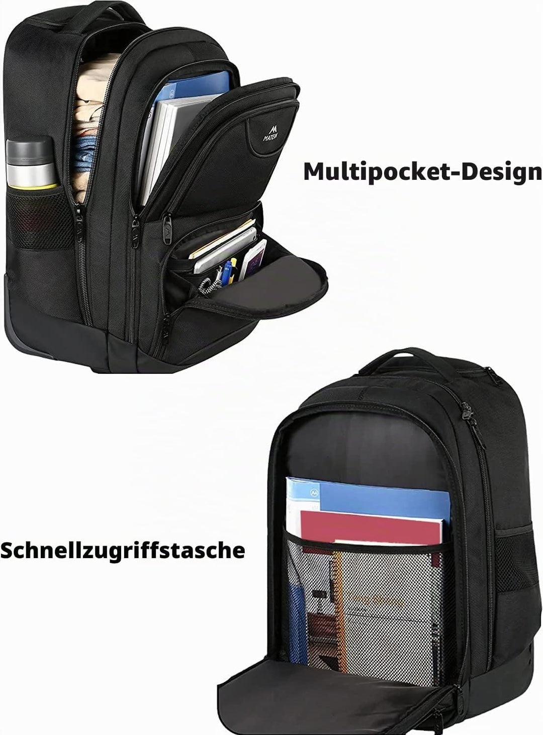 MATEIN Rucksack mit Rollen, Rucksack trolley, 18 Zoll Business Trolley | Gross Rolling Trolley Rucks