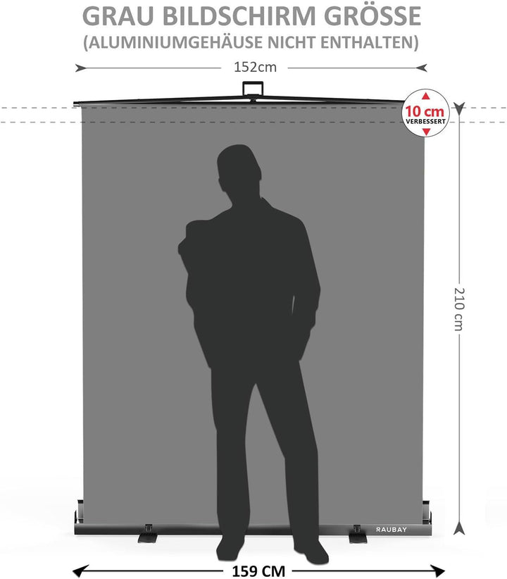 【Einfacher Aufbau】 RAUBAY 152x210cm zusammenklappbarer Grau Hintergrund Gray Screen, tragbare auszie