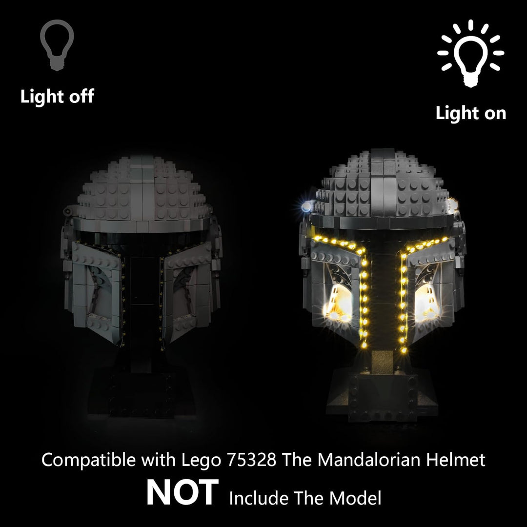 LED Lichtset kompatibel mit LEGO 75328 Star Wars Der Mandalorianer Helm – Beleuchtungsset für Helm-M