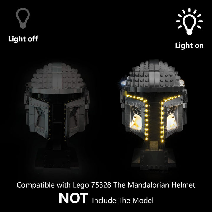 LED Lichtset kompatibel mit LEGO 75328 Star Wars Der Mandalorianer Helm – Beleuchtungsset für Helm-M