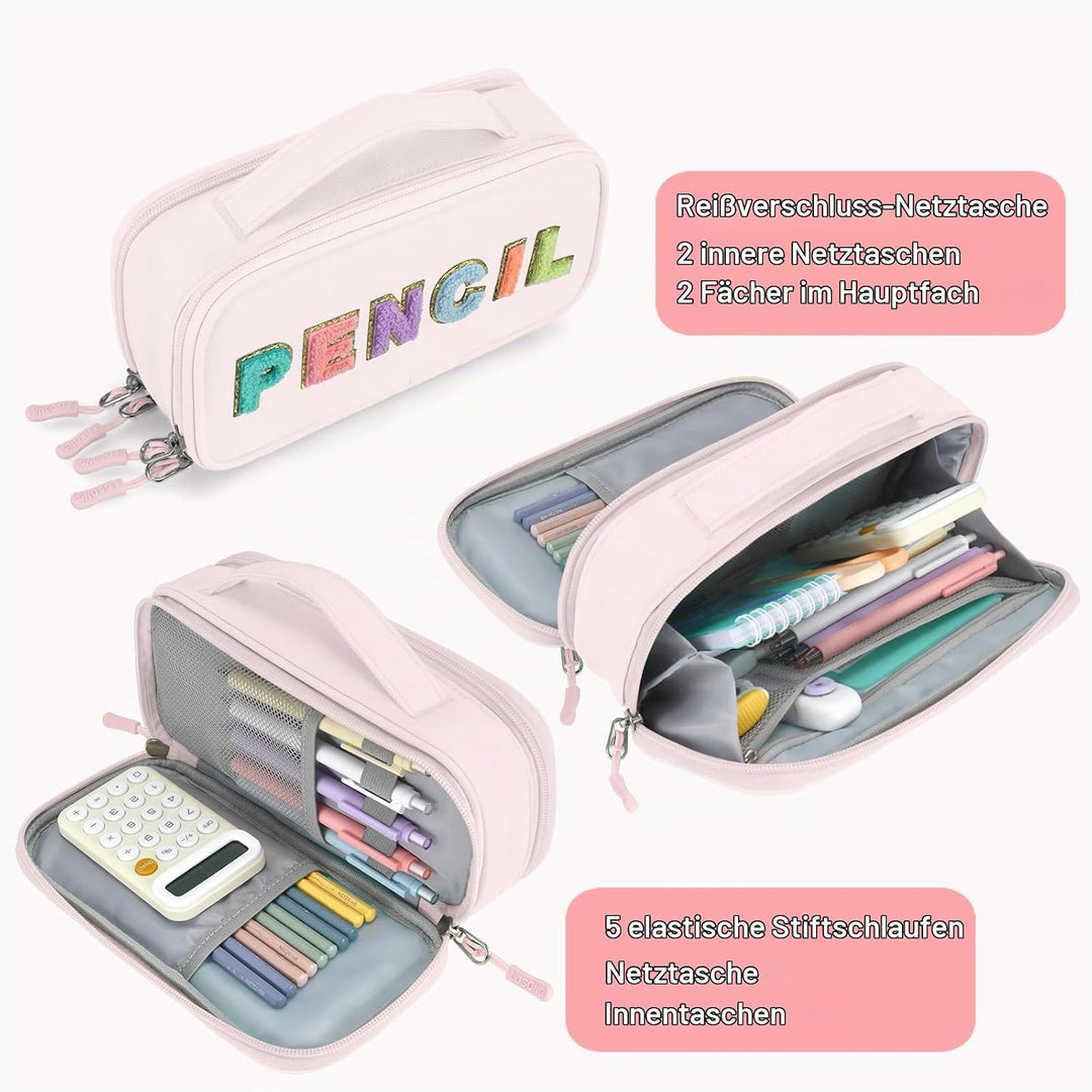 Federmäppchen Niedliches Federmäppchen für Mädchen, geräumige Federtasche mit Griff für Schule und B
