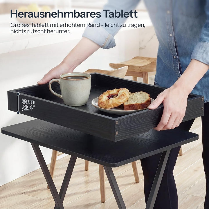 HOOBRO Beistelltisch, Klappbarer Nachttisch, Couchtisch, Faltbarer TV-Tablett zum Essen, Snack-Abend
