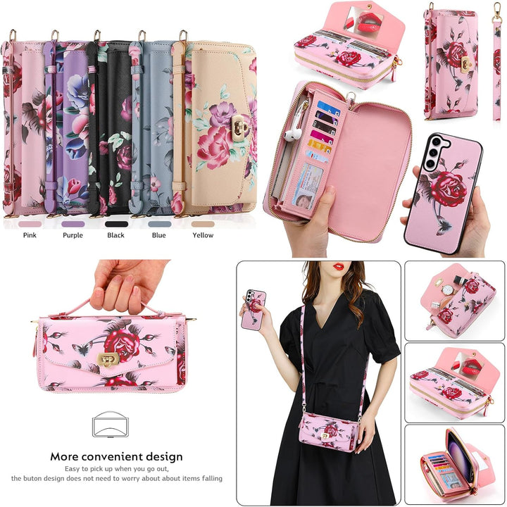 URMAX Galaxy S23 LederHülle Handyhülle, [Premium PU Leder] [Kartenfach] [Magnetverschluss] RFID Schu