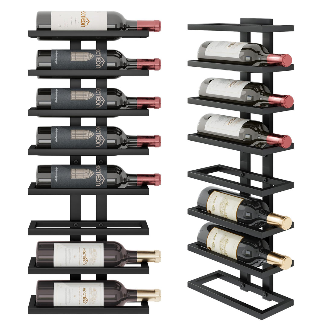 Hoctieon Weinregal Wand, Flaschenregal mit 8 Ebenen, Holz Weinregal Hängend Weinflaschenregale Schwa