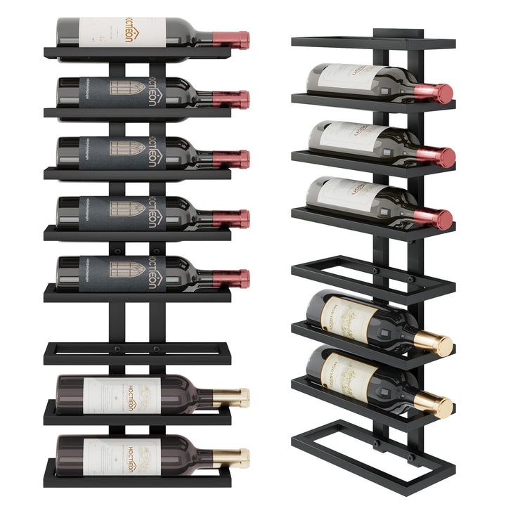 Hoctieon Weinregal Wand, Flaschenregal mit 8 Ebenen, Holz Weinregal Hängend Weinflaschenregale Schwa
