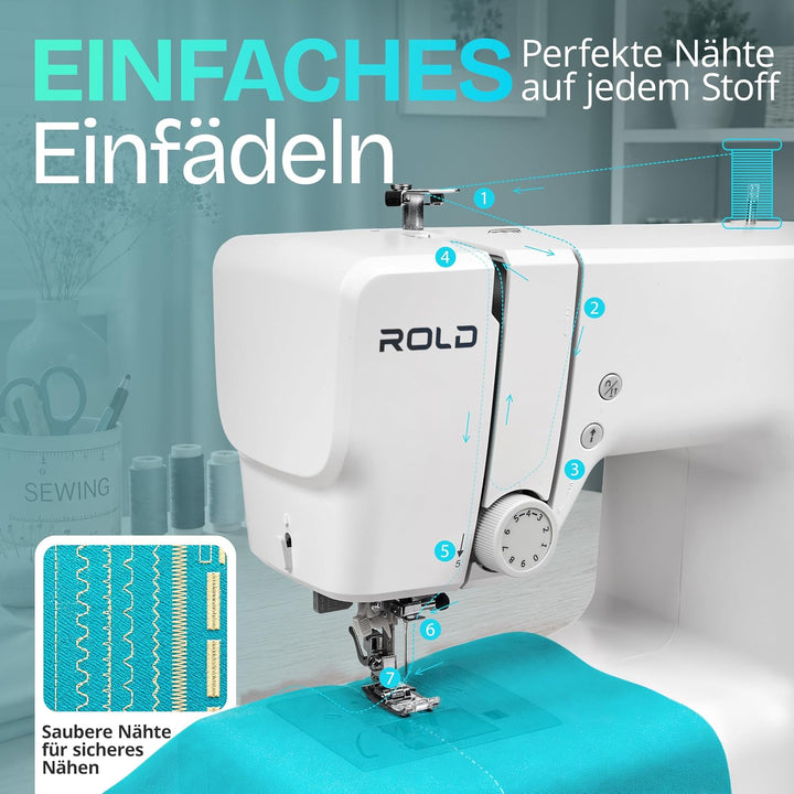 Rold S500 Computer Nähmaschine mit 300 Stichen zum Nähen aller Arten von Stoffen | Freiarm Computer-