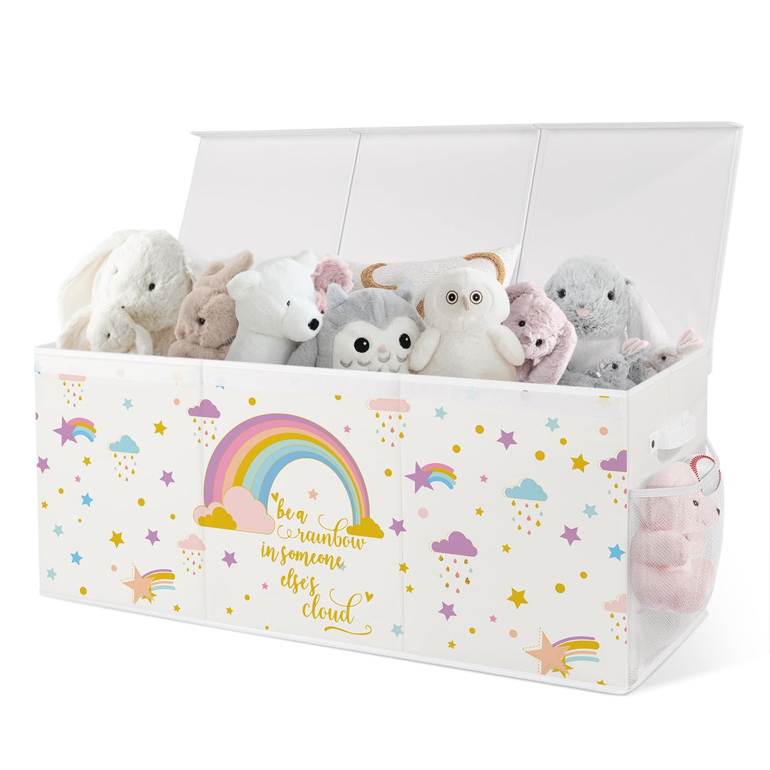 Spielzeugkiste Aufbewahrungsbox mit Deckel Kinder 96 x 32 x 40 cm, Faltbare und Platzsparend für Kin