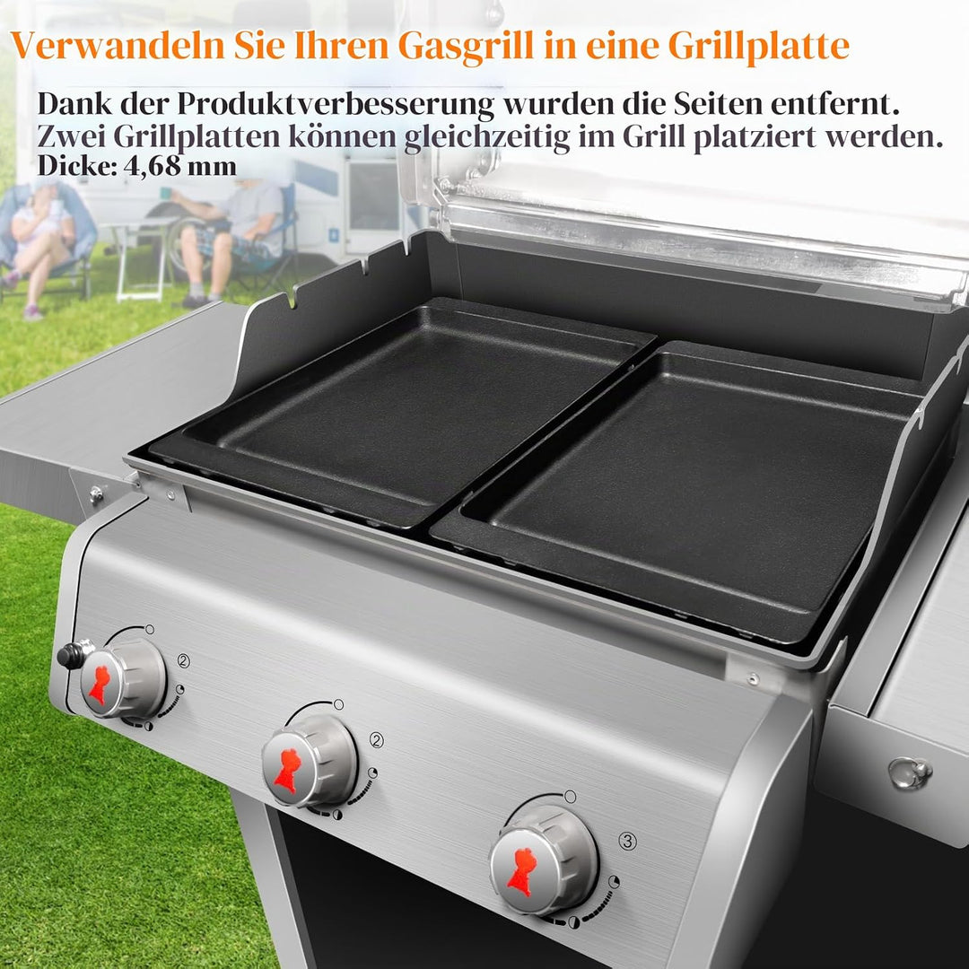 Denmay 44 x 30,5cm Gusseisen Grillplatte für Weber Spirit I II 300 Serie E310 E320 E330, S310 S320 S